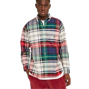 Tommy Hilfiger Plaid Crest Pure Cotton Shirt Button Up Mens XL Classic Check